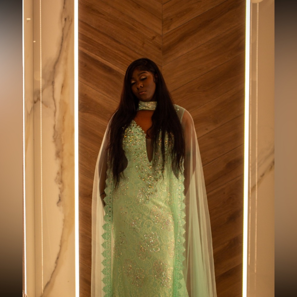 Blue Iridescent Prom Dress